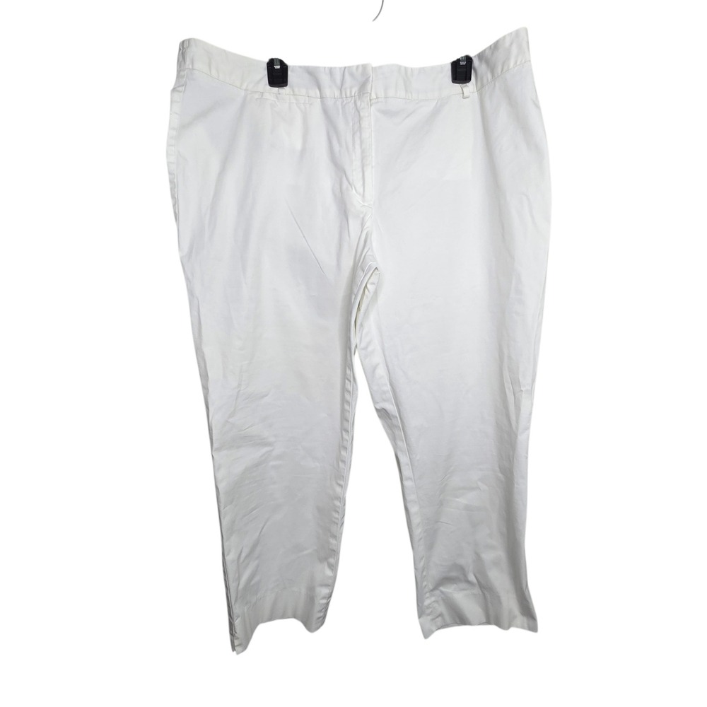 Talbots Women White Cotton Blend Heritage Fit Chino Pants 18W Cropped Classic